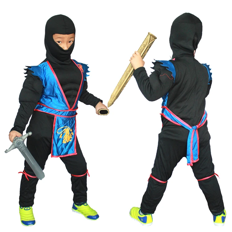 Бесплатная доставка Одежда для косплея детская черная одежда ниндзя на Хэллоуин