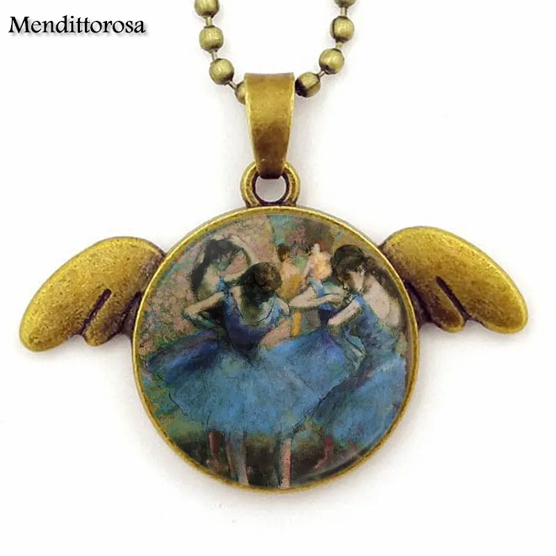 Ювелирные изделия с кабошоны разрисованные из стекла длинное колье бронза