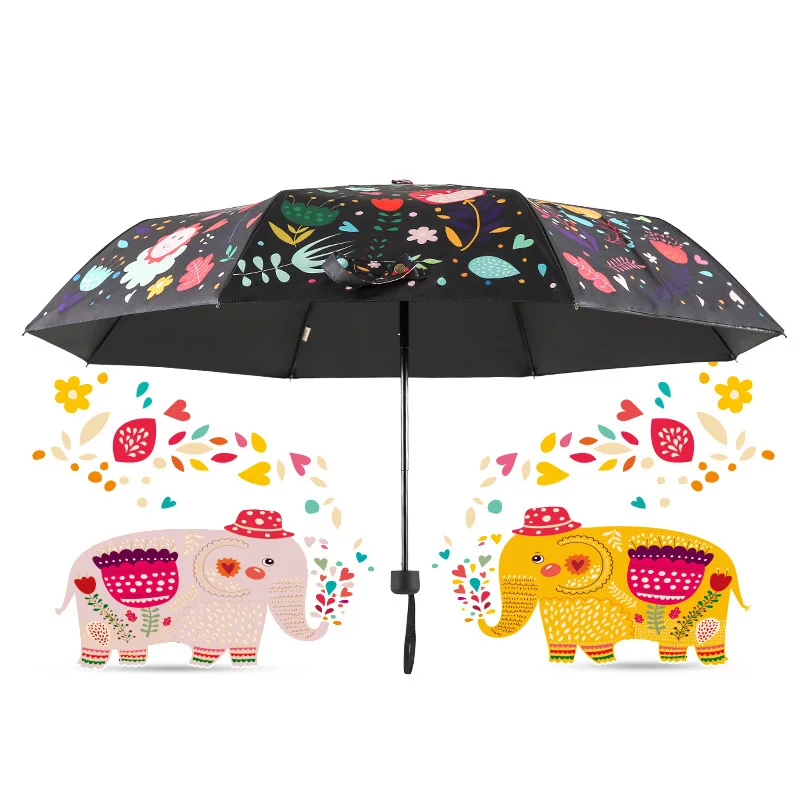 Creative elephant Folding Umbrella Cute Mini Compact Lightweight Travel Rain women men Waterproof/UV Protective parasol | Дом и сад
