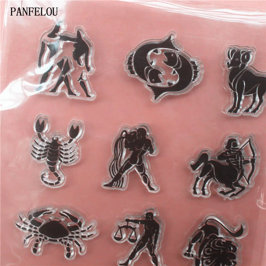 PANFELOU Зодиак прозрачный силиконовый штамп/печать DIY Скрапбукинг/фотоальбом Декоративные прозрачные штамп листы