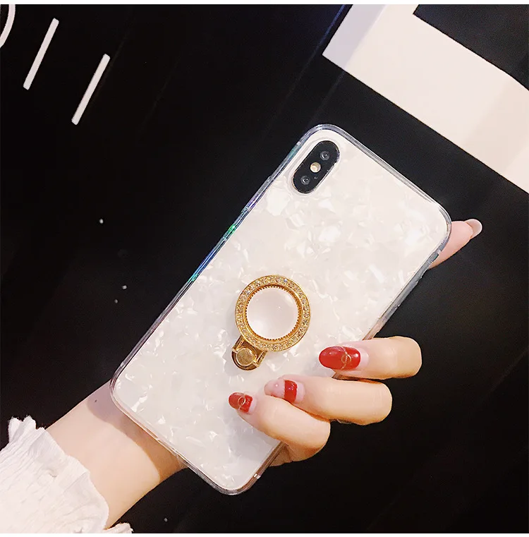 XS MAX Роскошный чехол для телефона с кольцом кошачий глаз и подставкой Блестящий