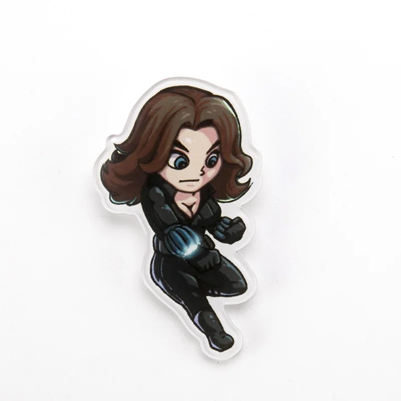 black widow Marvel Badges Avengers Brooch Pins Thor Pin Movie Endgame Jewelry Iron Man Captain America Spiderman Brooches For Women Men Gift - Окраска металла: black widow