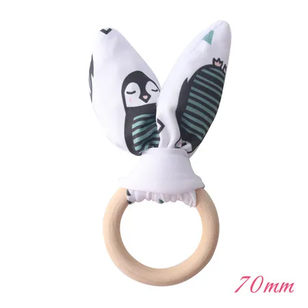 70mm Penguin Let's Make 1 шт. деревянный грызунок для детей, незавершенный деревянный Прорезыватель для зубов с кроличьими ушками, деревянный подарочный набор, органические деревянные Прорезыватели для зубов с кроличьими ушками - Цвет: 70mm Penguin