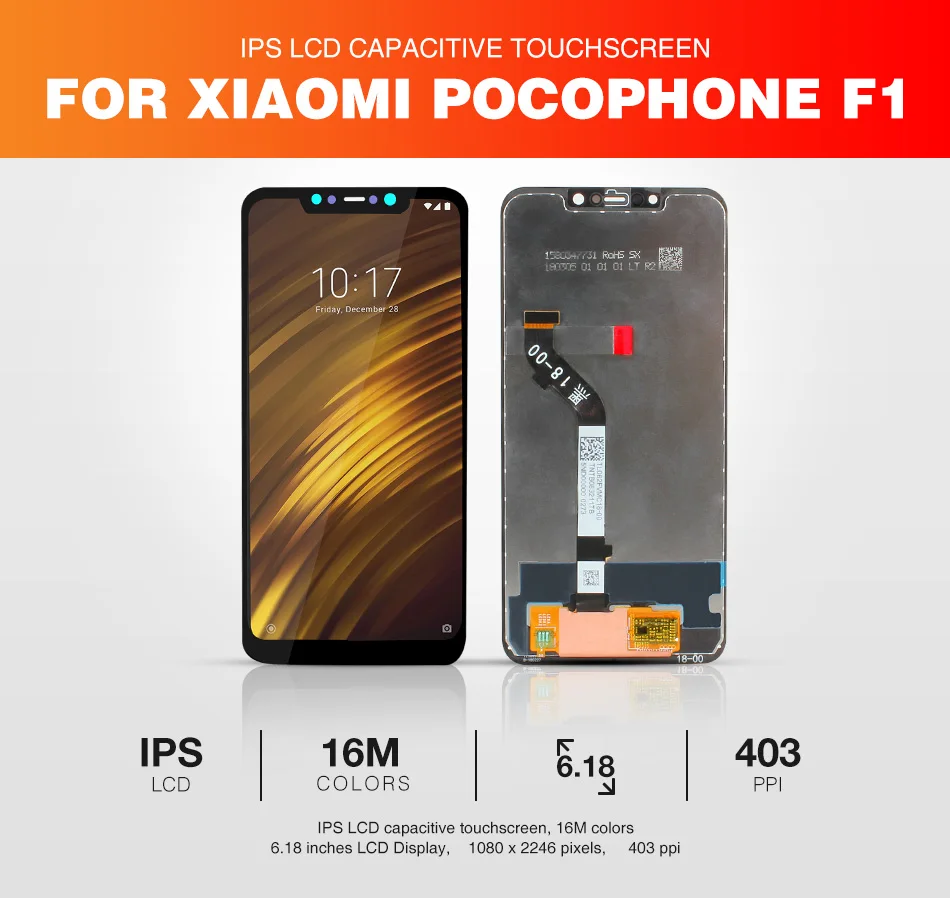 Xiaomi Poco F1 ЖК-дисплей+ рамка 10 сенсорный экран Xiaomi Pocophone F1 ЖК-дигитайзер сборка запасные части