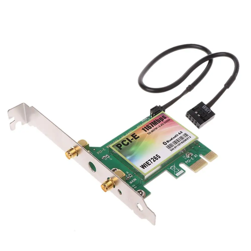 

1Set 1200Mbps Wireless WiFi Network Card Bluetooth 4.0 Dual Band PCI-Express Adapter Desktop Card