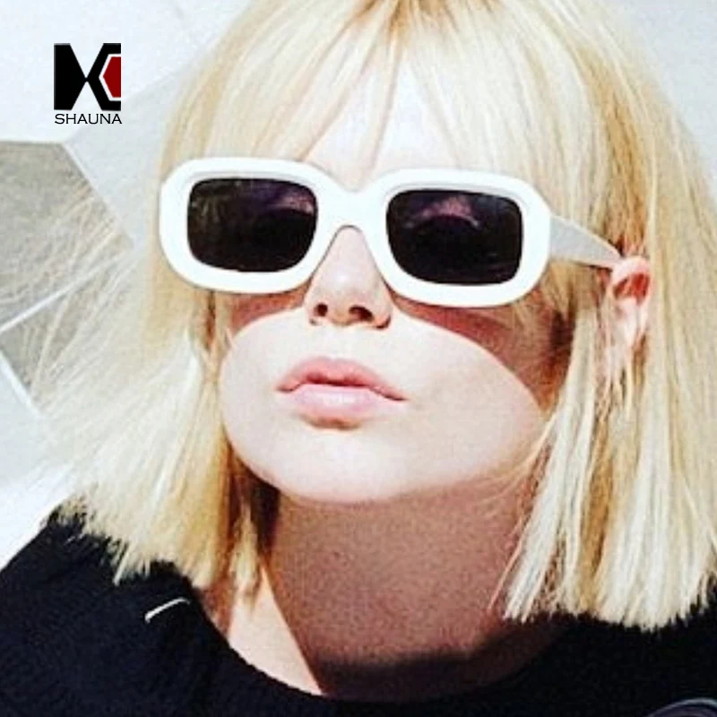 Мужские и женские Квадратные Солнцезащитные очки SHAUNA Винтажные с металлической