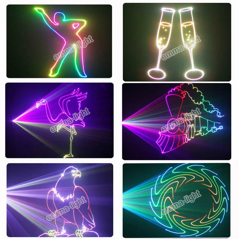 2017 4 Вт RGB Полноцветный наружный лазер 3D анимация dj осветительное оборудование rgb