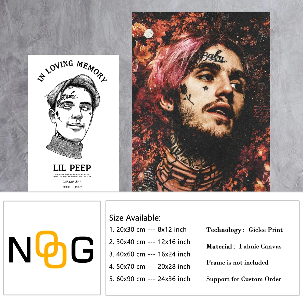 Настенный постер NOOG Lil Peep настенные картины в стиле хип хоп плакаты и принты на