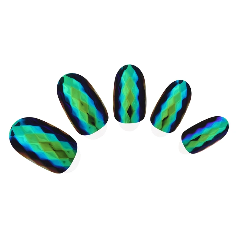 NDK-LX02-12 NADECO Мода Lozenge лицо клей вкладки хром голографическая роскошь нажмите на ногти Советы - Цвет: NDK-LX02-12
