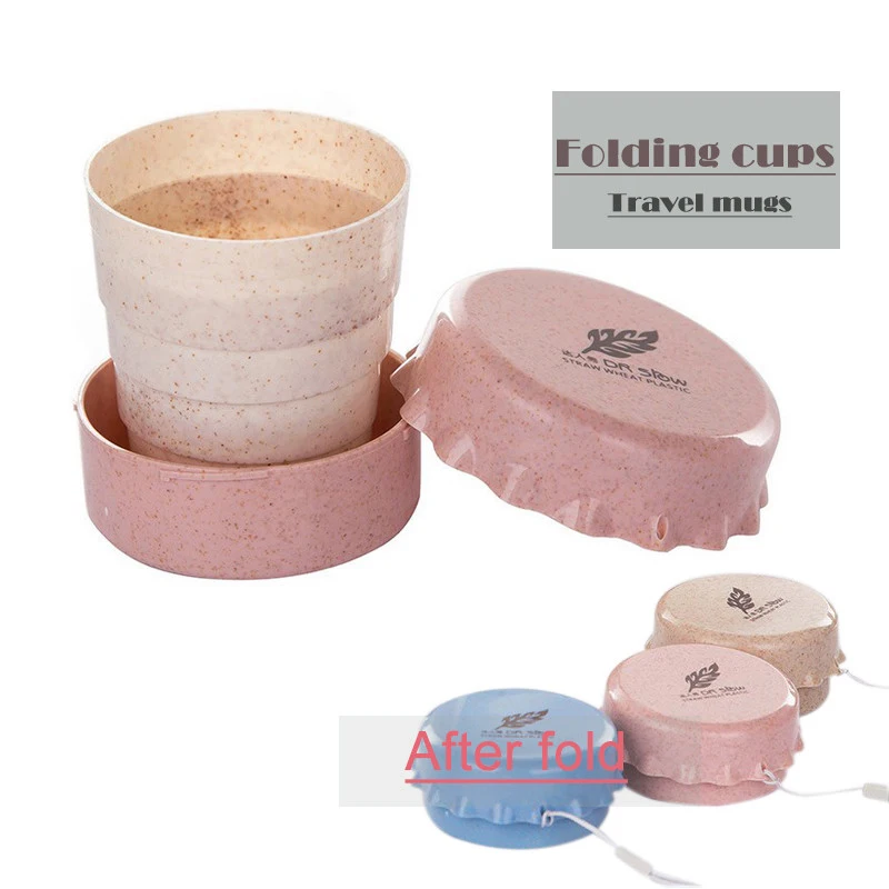 2 шт. портативная Пшеничная солома пластиковая телескопическая складная чашка