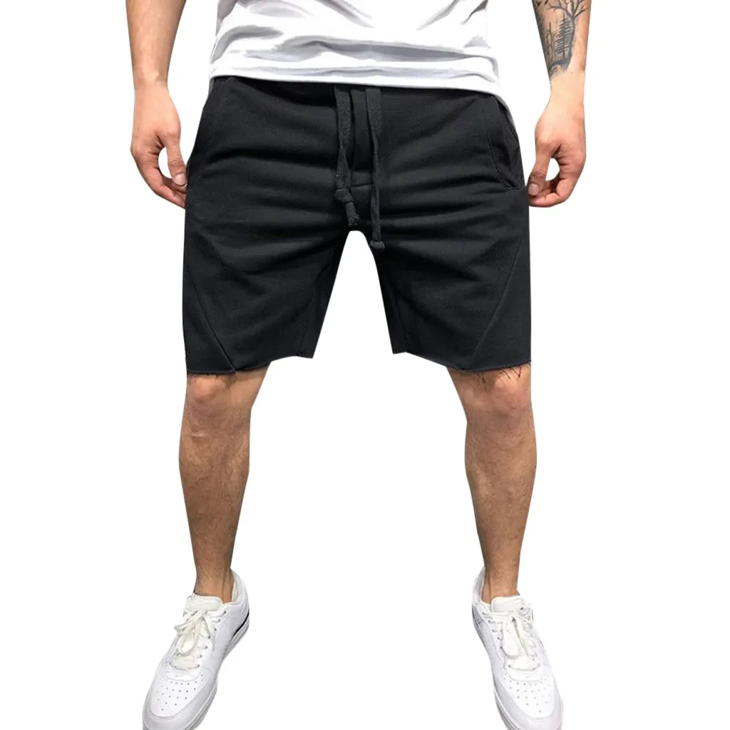 Fashsiualy бермуды masculina Модные мужские повседневные спортивные шорты штаны брюки шорты мужские - Цвет: Черный