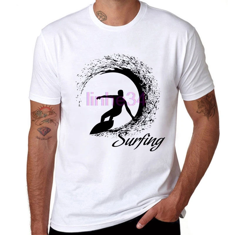 2018 100% хлопок Костюмы Для мужчин футболка футболки под заказ surfer бренд Топ Хлопок