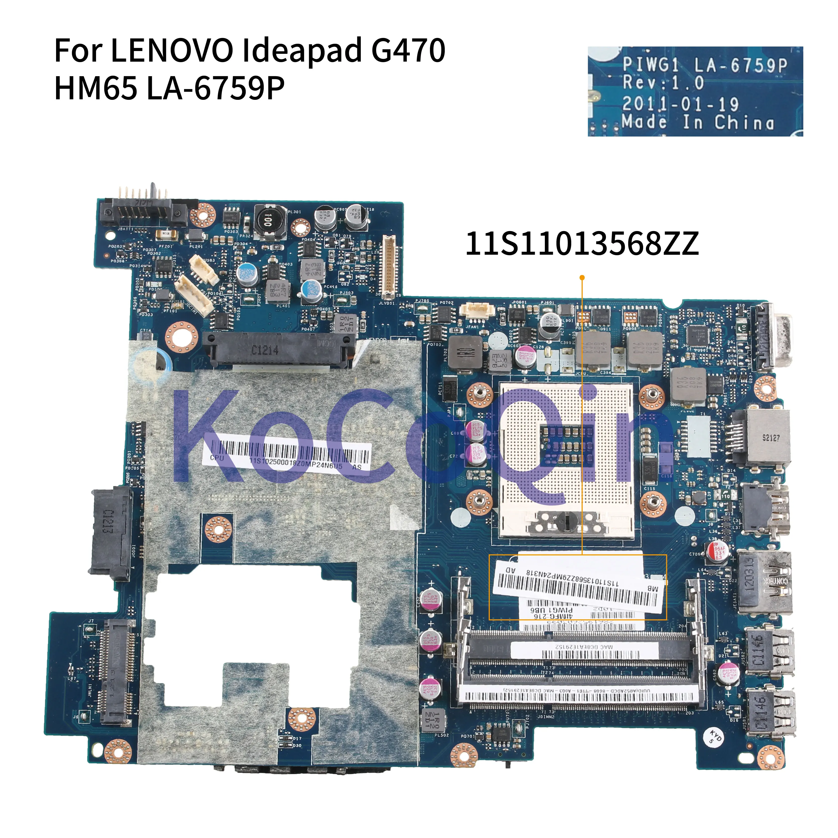 KoCoQin материнская плата для ноутбука LENOVO Ideapad G470 HM65 HDMI 11S11013568ZZ PIWG1 LA 6759P|Материнские