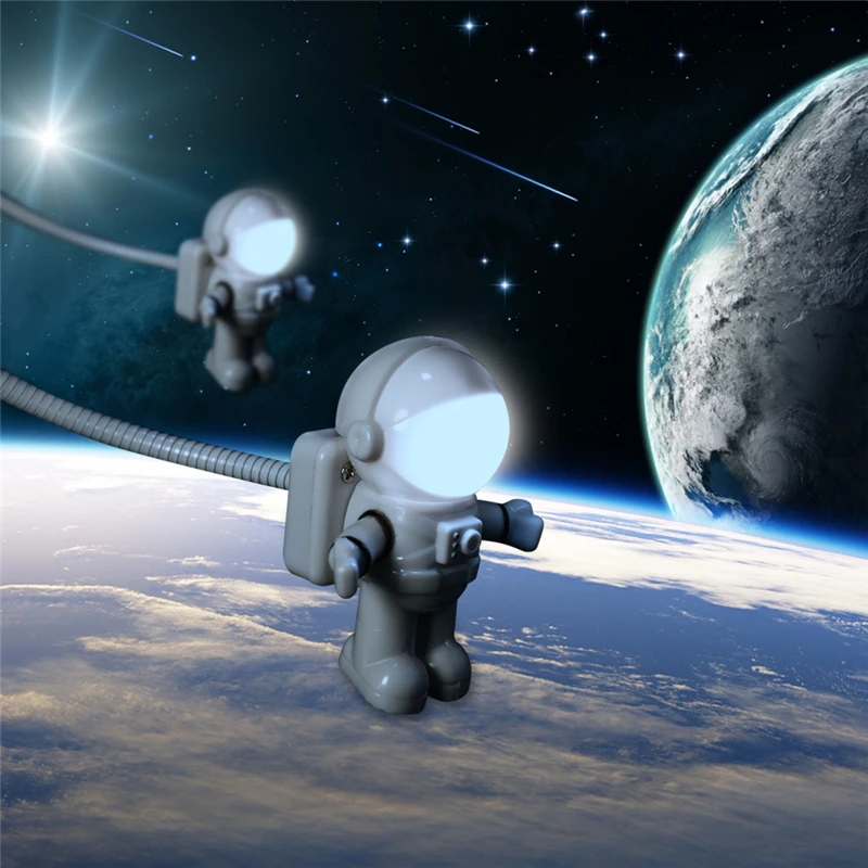 2 шт. Мини Прохладный астронавт Spaceman USB LED Light любовный Стиль Регулируемый ночник