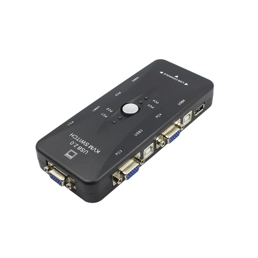 Binmer Switches New 4-Port USB 2.0 KVM Switch Mouse/Keyboard/VGA Video Monitor 200MHz 1920x1440 td0517 dropship | Компьютеры и офис