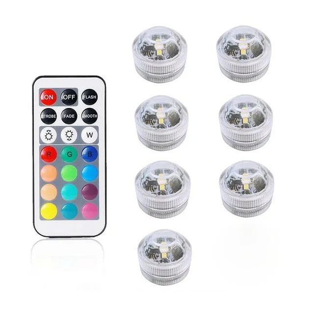 1 remote 7 lights Светодиодные ночные лампы с пультом дистанционного управления CR2032 батарея дайвинг лампа RGB диммеры светильник для аквариума аквариум подводный водонепроницаемый светодиодный светильник - Испускаемый цвет: 1 remote 7 lights