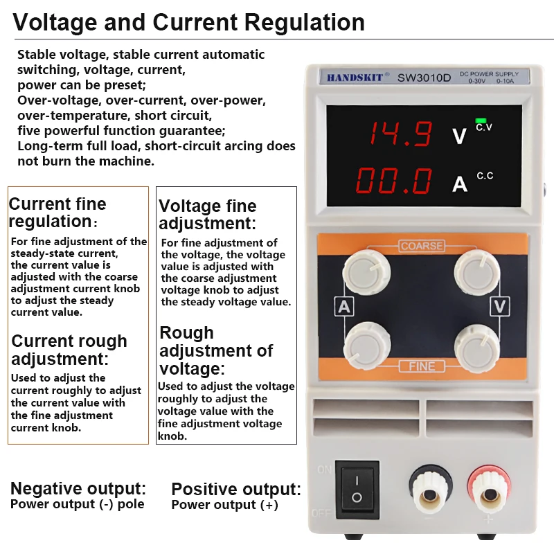 Регулируемый 30V 10A 110 V-220 V источник питания SW3010D цифровой регулятор постоянного тока Регулируемый источник питания Переключение напряжения паяльная станция