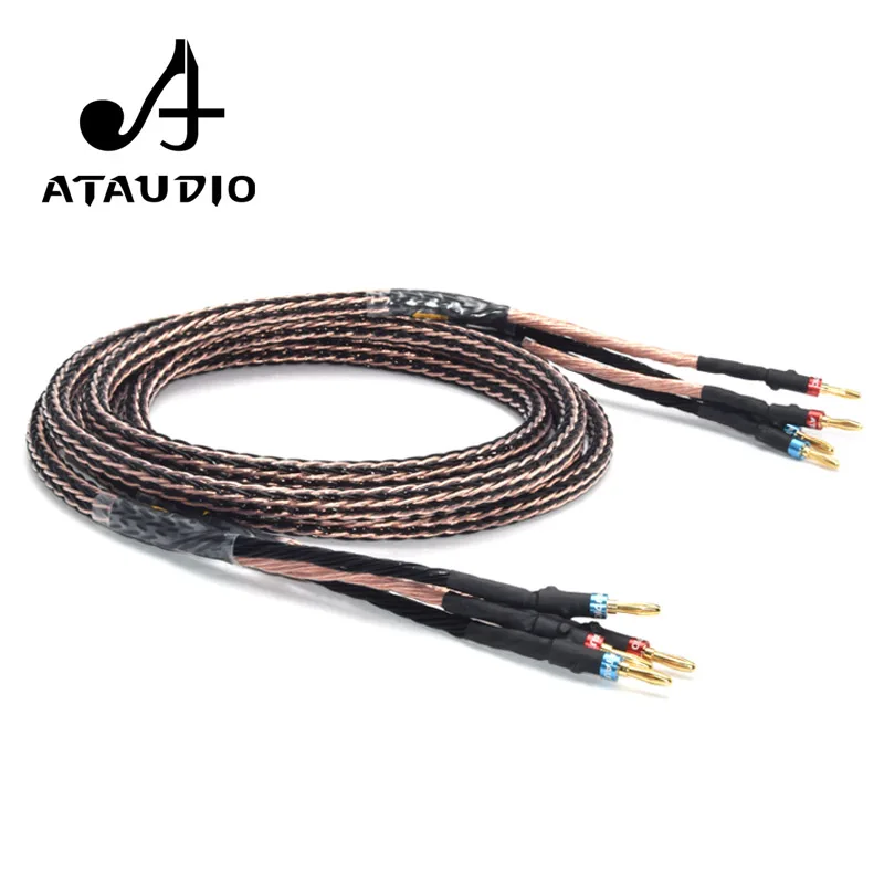 Одна пара ATAUDIO Hifi кабель для динамика медный высокой чистоты усилителя и