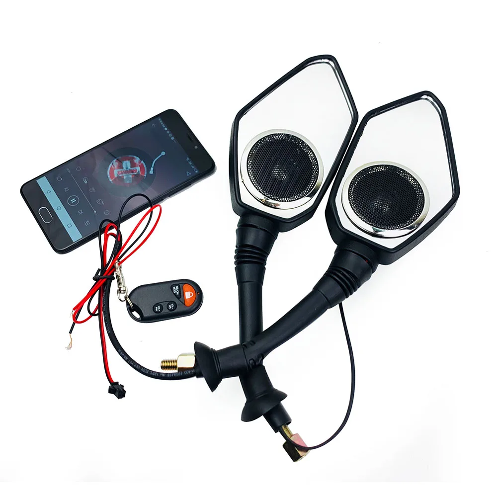 Мотоцикл Bluetooth аудио зеркала заднего вида скутер FM MP3 плеер Звук | Боковые зеркала и аксессуары -33036481162