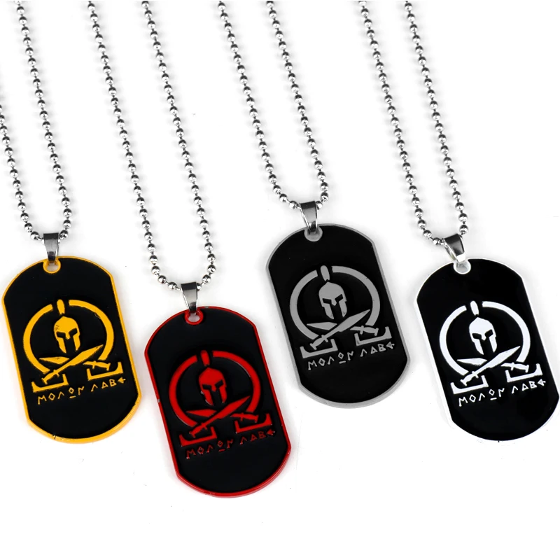 Спартанская Военная бирка с собакой подвеска ожерелье Мужская крутая бижутерия