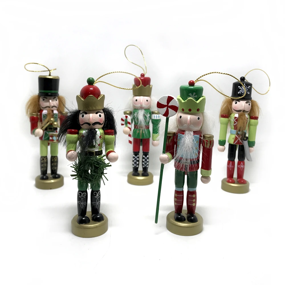 

HT143 Movable doll puppets Boutique 12CM nutcracker New soldier walnuts people, wood hand-painted walnut gifts 5 pcs/lot