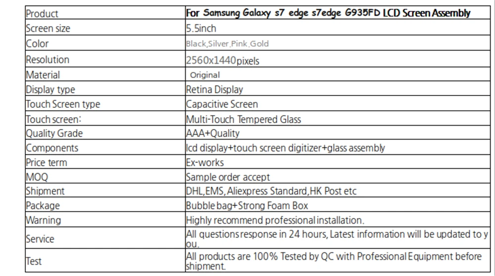 Для samsung S7 edge G935 G935F OLED дисплей протестированная Рабочая рамка ЖК-дисплей сенсорный экран в сборе для samsung lcd