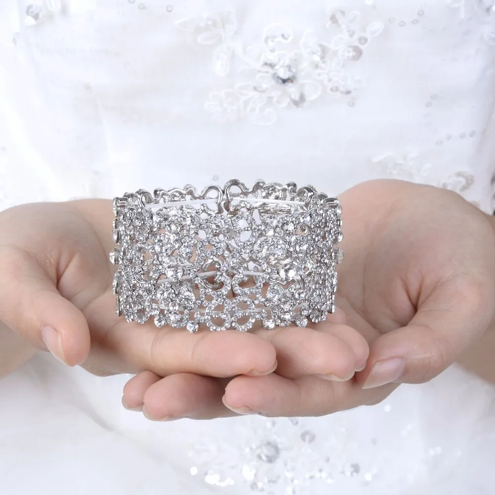 Женский эластичный браслет с кристаллами в форме сердца | Украшения и аксессуары