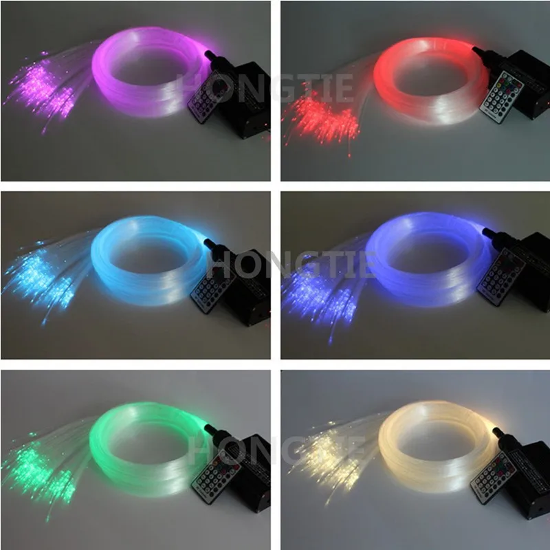 Новый 16 Вт RGBW Волокно оптическое звезда верхнего света комплект + 28key РФ 550 шт. * 0.75