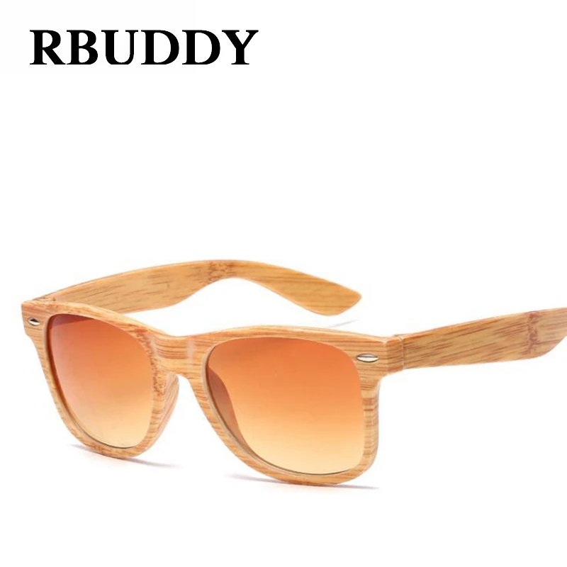 Rbuddy подражать бамбука солнцезащитные очки Мужские/Женские брендовые
