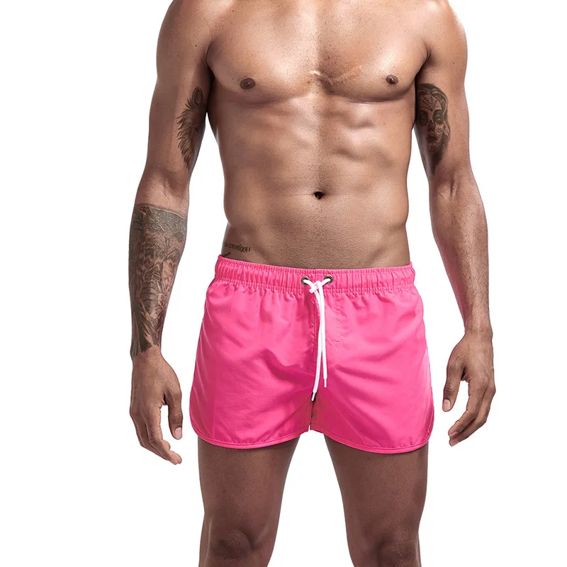 Ropa De Playa Hombre серфинг Плавание короткие Для мужчин Пляжные шорты Пляжные штаны Для мужчин s Плавание ming одежда Плавание одежда Быстросохнущие шорты посадки - Цвет: pink
