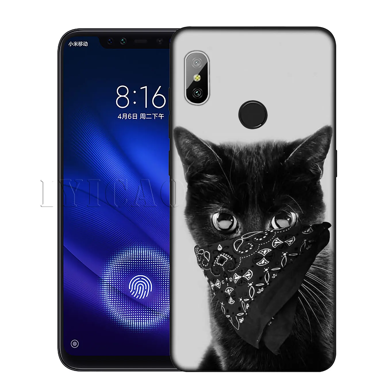 IYICAO Cat Silicone Soft Case for Xiaomi Redmi 6A 5A Note 7 4 4X 5 Plus 6 Pro Black TPU Cover |