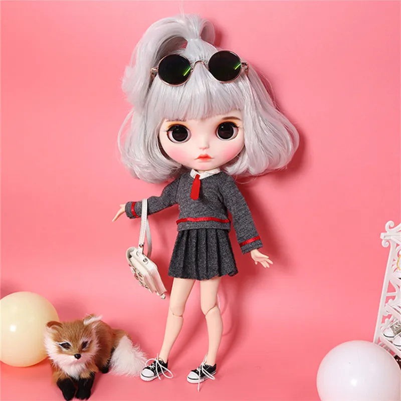 Ледяной DBS Blyth кукольные нет. BL1003 седые волосы резные губ матовая лицевая сторона