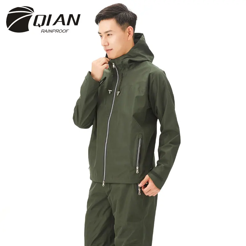 QIAN Impermeable Men's Raincoat Multi-functional Breathable Business Rain Coat Waterproof Casual Working Jacket Sports Rain Gear