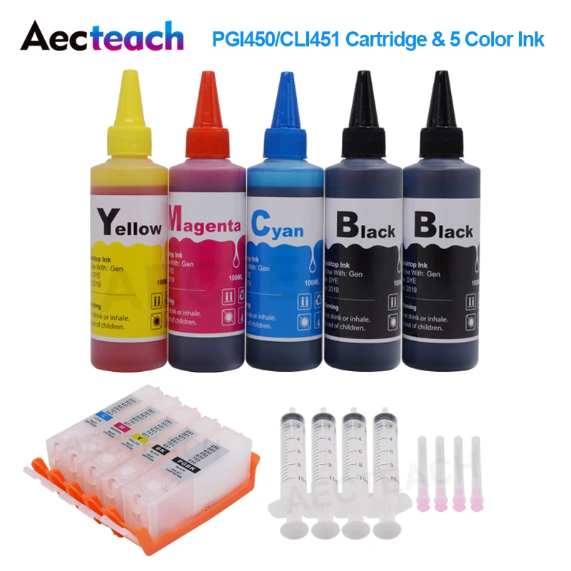 Aecteach PGI 450 CLI 451 многоразовый чернильный картридж для Canon PIXMA IP7240 MX925 MG5550 MG6450 6850