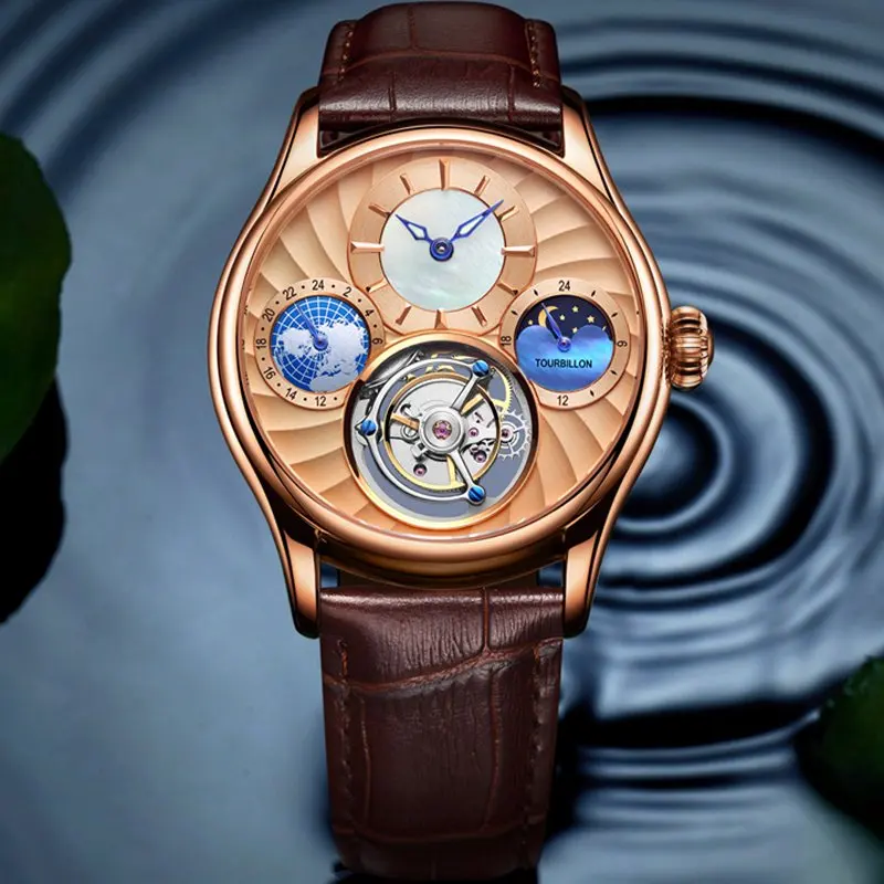 D Эзоп реальные Tourbillon автоматические механические часы Для мужчин наручные Для мужчин s часы лучший бренд класса люкс Скелет часы Relogio Masculino - Цвет: D