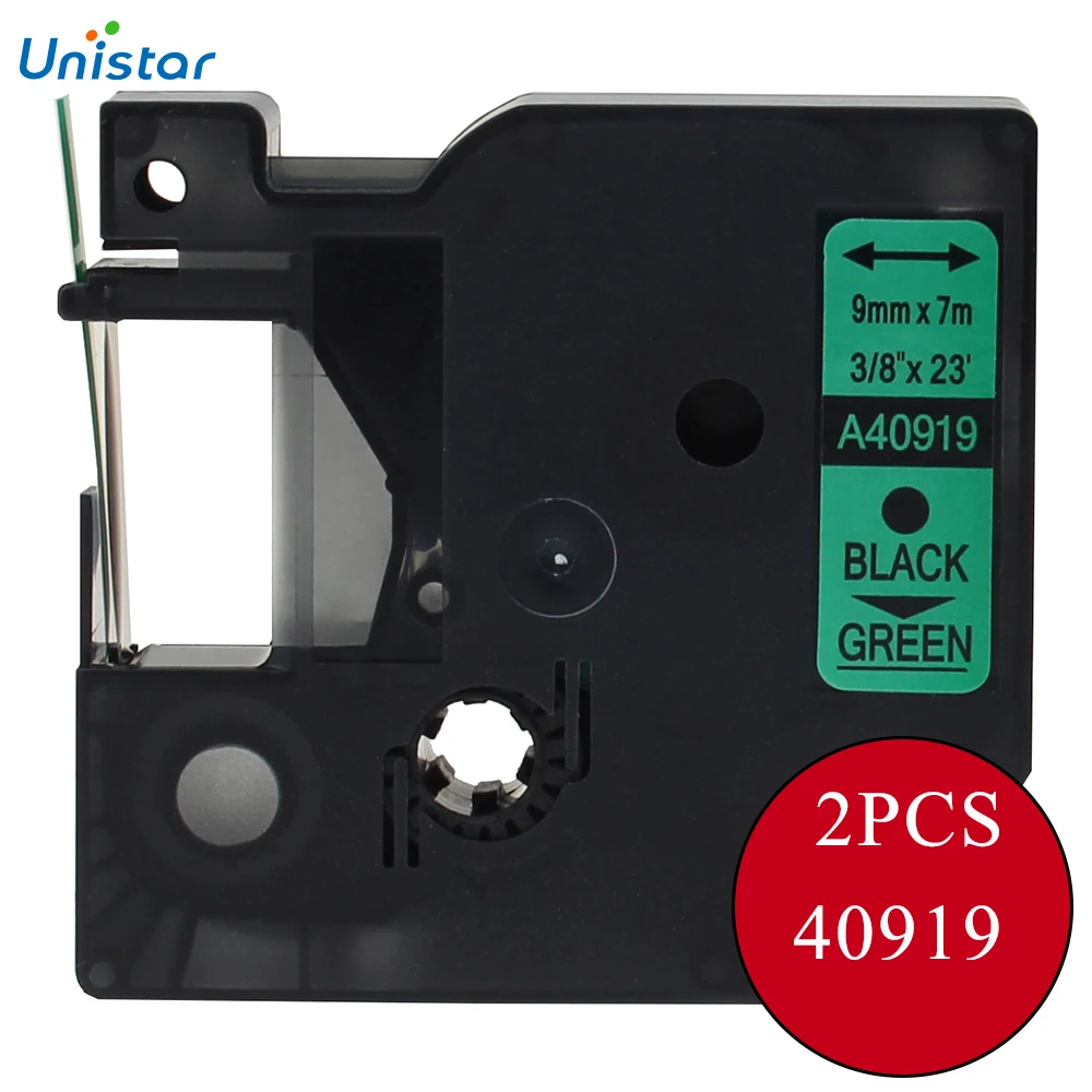 UNISTAR 2 шт. лента для этикеток совместима с запечатанная маркировки Dymo D1 9 мм черная