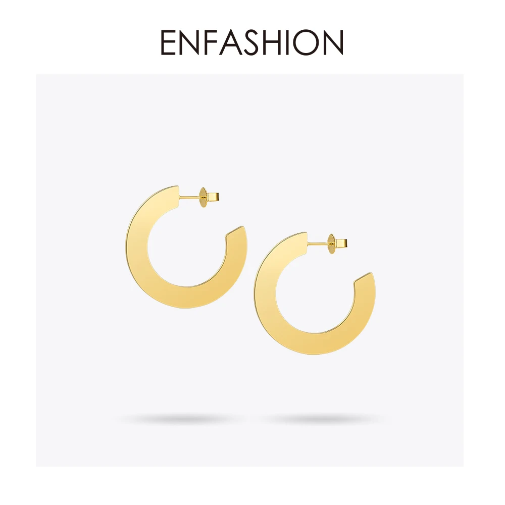 Enfashion блестящие большие серьги-кольца серьги золотистого цвета из нержавеющей стали круглые серьги для женщин ювелирные изделия oorbellen EEF1018
