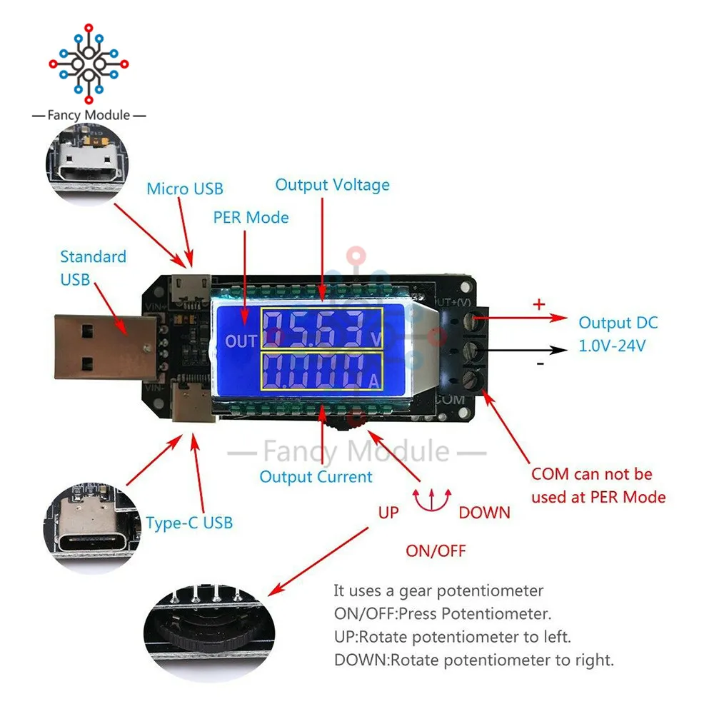 Повышающий/понижающий преобразователь напряжения модуль питания USB Type C Micro 5 в до