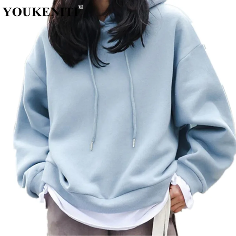 Youkeniti осень зима Новый sewtshirt для Для женщин элегантный дизайн одноцветное