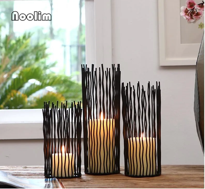 NooLim черный богемный стиль металлическая настольная подставка подсвечники