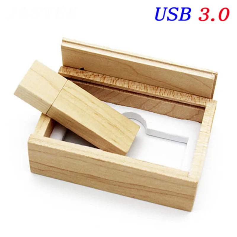 Maple with box JASTER логотип клиента Деревянная Карта памяти usb 3,0 usb флеш-накопитель ручка привода 4GB~ 64GB U диск свадебный подарок высокая скорость - Цвет: Maple with box