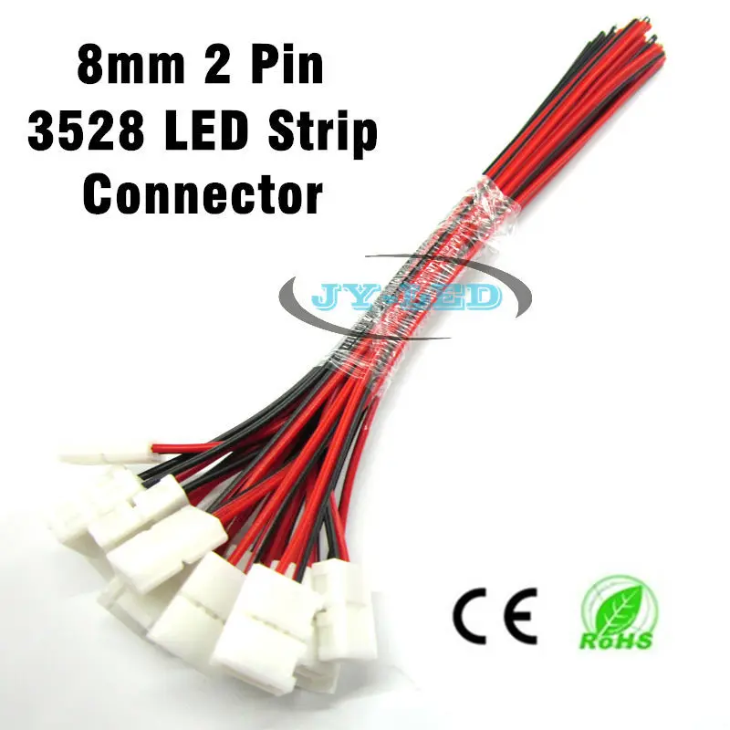 50 шт./лот 2 Pin сварочный Бесплатный 3528 LED разъем полосы на 1 конец для 8 мм ширина