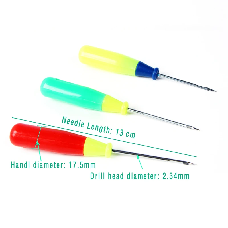 2pcs Steel Stitcher Sewing Awl Shoes&ampbags hole hook DIY Handmade Leather tool Plastic handle cone needle shoe repair needles | Дом и сад