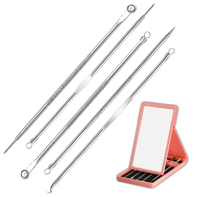 OutTop 2018 High Quality Stainless Steel 5Pcs/1set Remover Pimple Acne Needles Extractor Tool Removal Kit 06.26 | Красота и здоровье