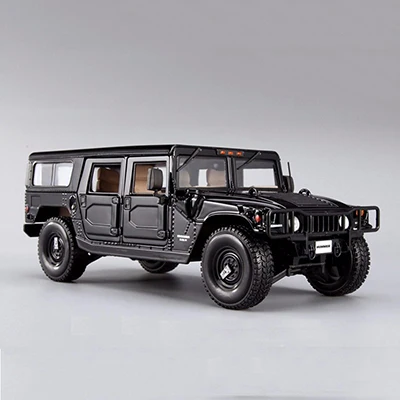 Черный 1/18 масштаб Hummer H1 красный и черный Внедорожник король литой автомобиль модель подарки коллекции игрушки для мальчиков - Цвет: Черный