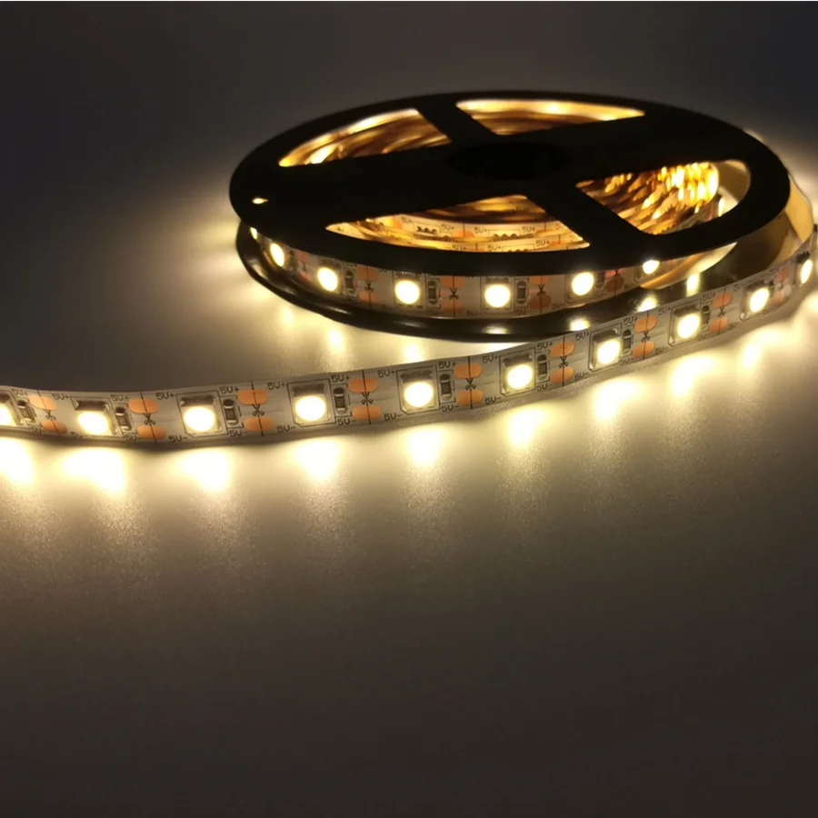 Светодиодная лента RGB 5 в с USB разъемом 5050 SMD теплая белая Гибкая Водонепроницаемая