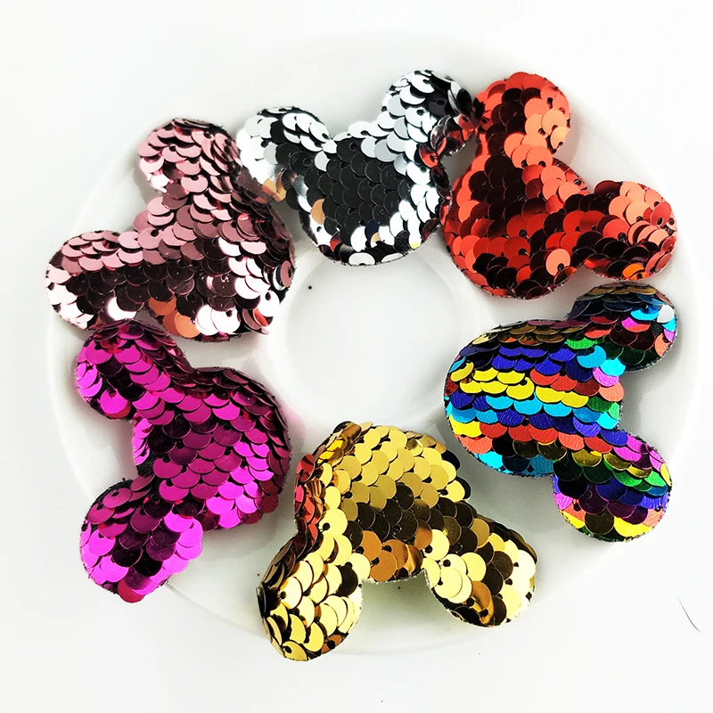 5x4 см 30 шт./лот блесток кошка голова мягкая аппликация для DIY Детские аксессуары
