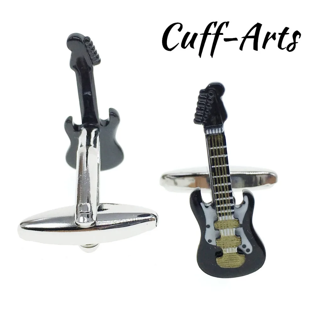 

Cuffarts Fashion Shirt Cufflink For Mens Gift Brand Cuff Button Black Guitar Cuff Link Pure Brass 2018 New Gemelos C10011