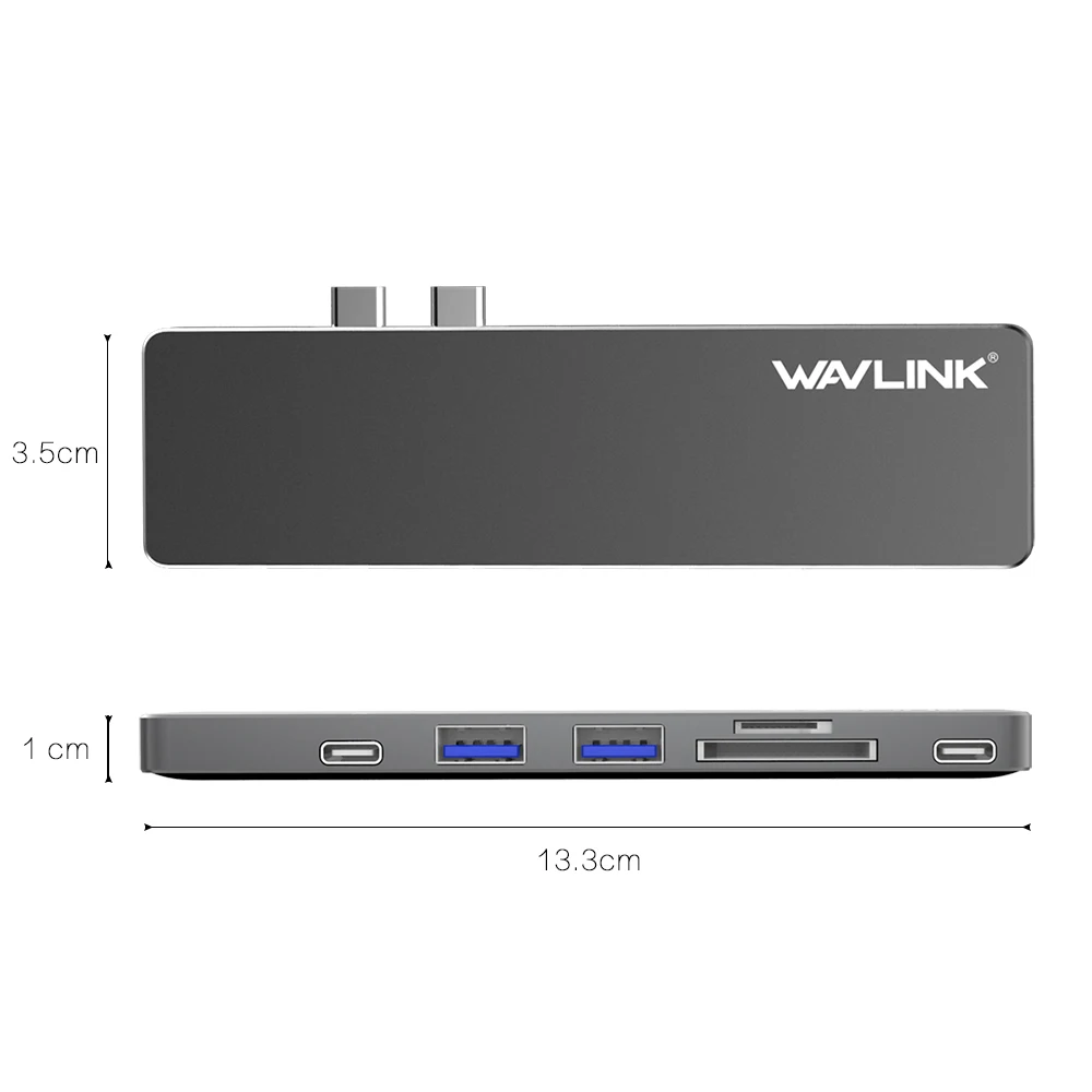 Wavlink USB-C концентратор адаптер Тип C T3 алюминиевый концентратор w/SD/Micro SD кард-ридер 4K HDMI для MacBook Pro