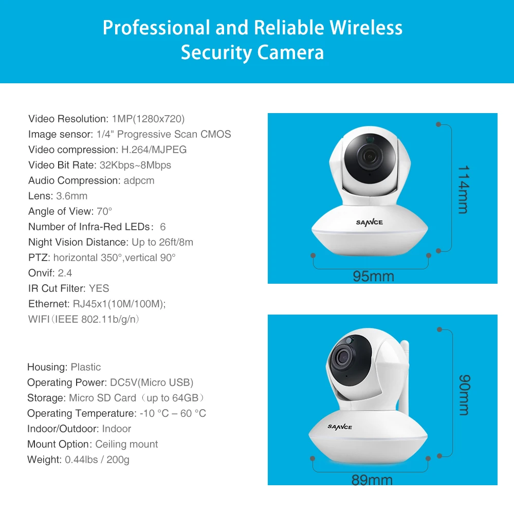SANNCE 915 МГц супер беспроводная ip-камера сигнализации 720 P Wi-Fi сеть наблюдения Wifi